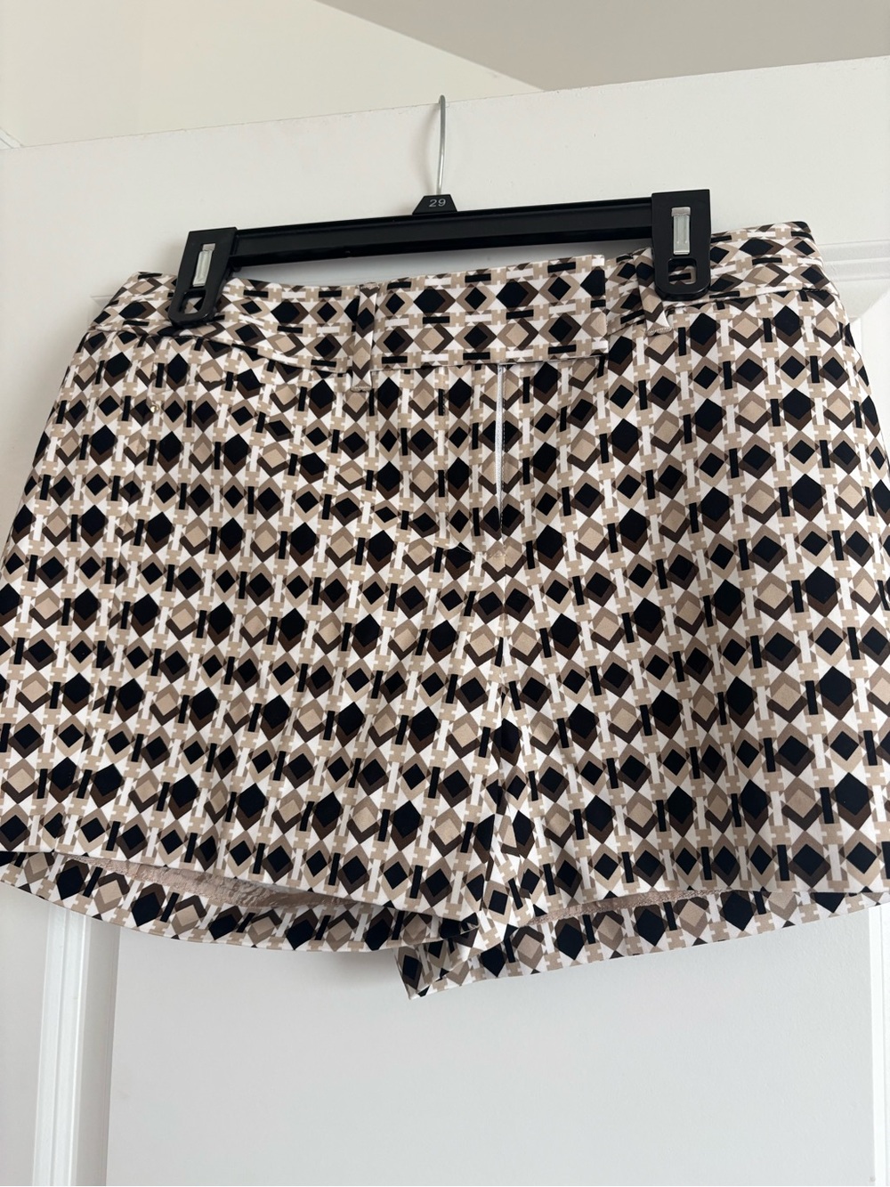 White House Black Market Black, Beige & Cream Geometric Skort Shorts